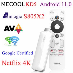 Mecool KD5 TV Stick Voor Netflix 4K HD Android 11 Smart TV Box Google Gecertificeerd 1G 8G WiFi 2.4G/5G Prime Video HDR 10 AV1