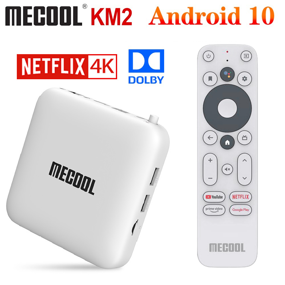 Mecool KM2 Netflix 4K TV Box Android 10 ATV certifié Google 2GB8GB DDR4 Dolby Wifi Prime Video TVBOX Set TopBox