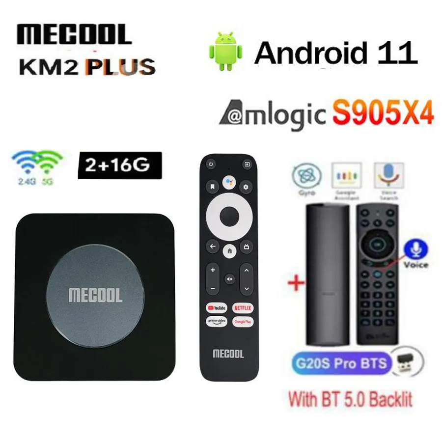 MECOOL KM2 Plus Android 11.0 TV Box 4K Amlogic S905X4 2G 16G 2.4G 5G WiFi BT Home Media Player Set Top Box vs KM2 KT1