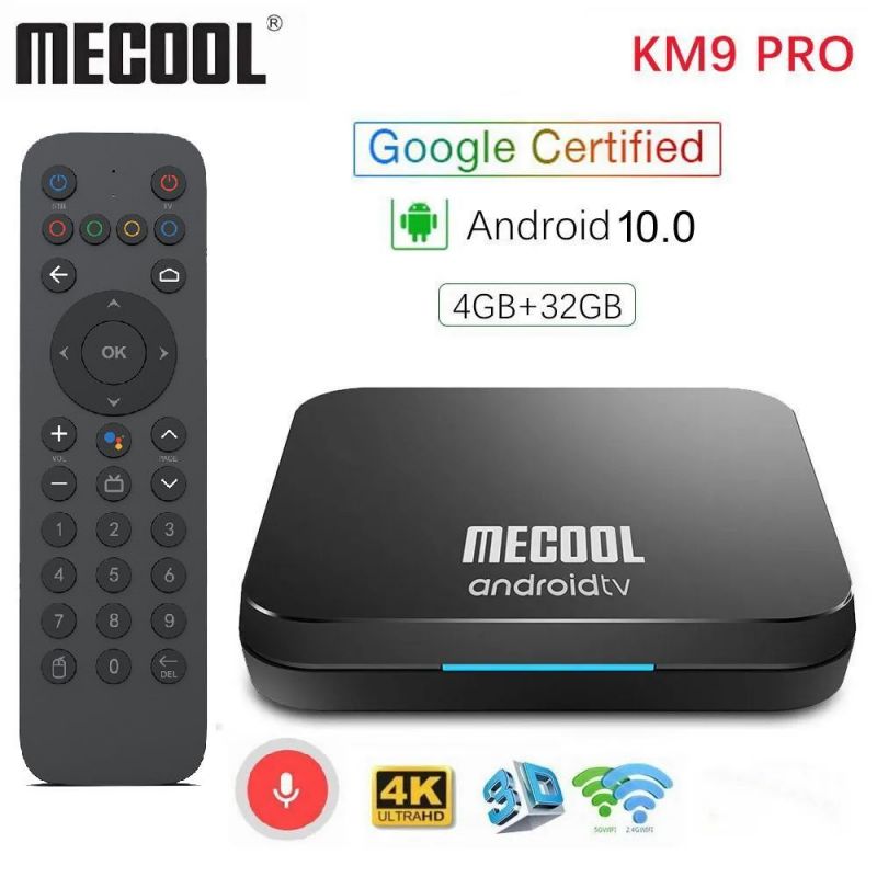 Mecool KM9 Pro ATV 4G 32G Android 10.0 TV Box Google 인증 Amlogic S905X2 2.4G/5G WiFi AndroidTV Smart TVBox