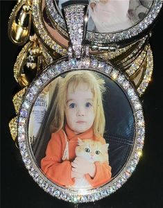 Medallion Custom Po Memory Picture Hang ketting met tennisketen Sieraden Personaliseerde Zirconia Chains Charm Gift 237x83837435985918