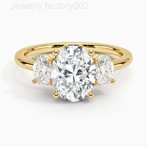 MEDBOO – bague de fiançailles en or massif jaune 14K, bijoux fins, diamant taille ovale 2CT, trois pierres, Moissanite