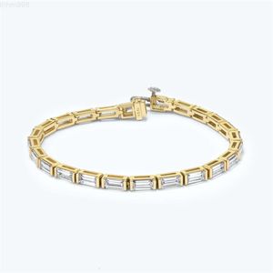 Medboo joias finas femininas 14k ouro amarelo 6 quilates baguete vvs moissanite joias com diamante gra pulseiras de tênis