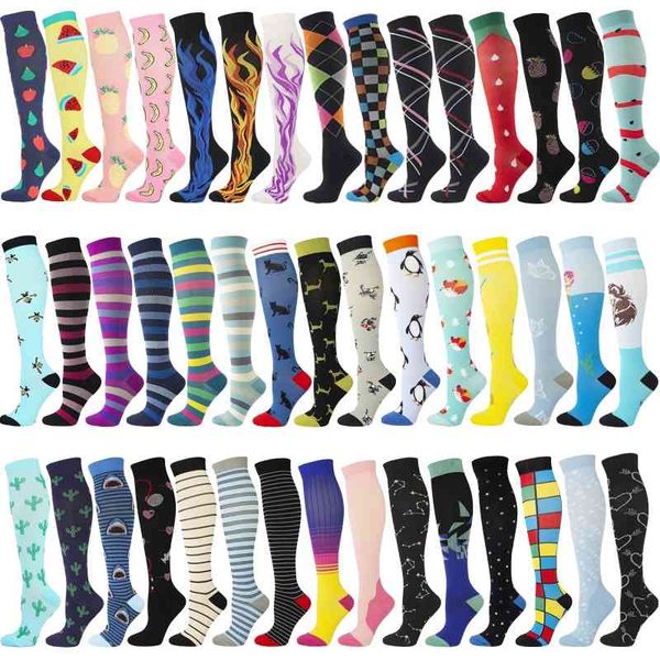 Medias De Compression Chaussettes De Compression Femmes Hommes 3 Paires Genou Haute Sport Cyclisme Chaussette Compression Medias Compresivas 210727