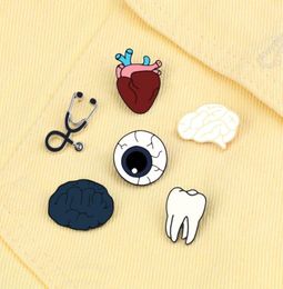 Dokter dokter accessoires Fashion JewelryBroches orgel hersenen oogtand mini stethoscoop broche broche pin voor arts verpleegster denti500019999