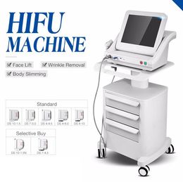 Medical Grade HIFU High Intensity Focused Ultrasound Hifu Face Lift Machine Wrinkle verwijdering met 5 koppen voor gezicht en body ups gratis verzending