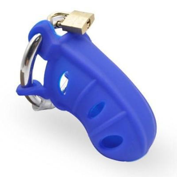 Anneau réglable de cage de ceinture de dispositif de chasteté bleu de silicone de qualité médicale AU79