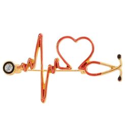 Medical Medicine Metalen broche pinnen stethoscoop elektrocardiogram hartslagvormige verpleegster dokter email pin rapel sieraden cadeau8050500