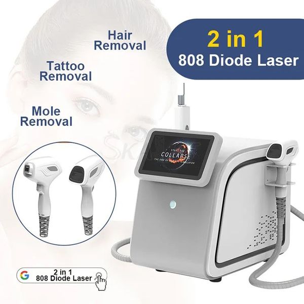 Machine d'épilation au laser portable médicale 2 en 1 épilation au laser nd yag 808nm diode laser épilation 3 longueur d'onde 755 808 1064nm