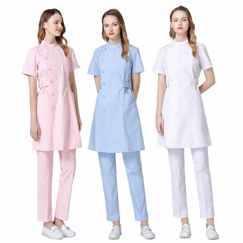 medical Uniform Nurse Outfit Lab Robe Beauty Sal Receive Waist Workwear Nurse Clothing for Women Sanitary Costume y07X#