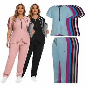 Uniformes médicaux Blouse Medicale Femme Scrubs Ensembles Pet Shop Clinique Vêtements de travail Costume Vétérinaire Dentiste Infirmières Uniforme Gros E9zm #