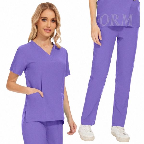 Uniformes médicos Scrub Sets Uniforme Mujeres Joggers Enfermera Accories Veterinaria Dentista Ropa de trabajo Belleza Sal Esteticista Uniformes A2sL #