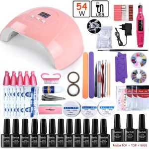 Médeau Kit d'ongle en gel en acrylique avec séchoir à lampe à LED UV 12/6 PCS Gel Polish Polite Gel Poly Nail Gel pour le bâtiment d'expiration de la pointe des ongles