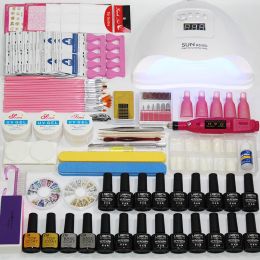 Medicine Nail Set gel nagellakkit UV LED -lampdroger 54W/24W met 18/10/12 stukken nagellak ingesteld voor Nail Art Manicure Tools Kit