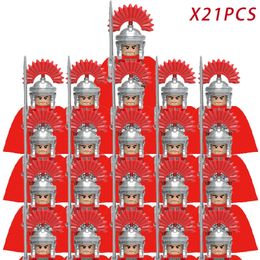 Middeleeuwse leeftijd Castle Knights Spartan Warriors Crusader Roman Legion Infanterie Cavalerie Building Bakstenen blokkeert ridderfiguren Toys 220715