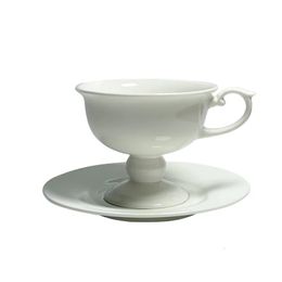 Tasse à café en porcelaine médiévale, assiette de style européen, tasse en céramique à pattes hautes, blanc pur, soucoupe de l'après-midi anglaise, tasse de café 240322