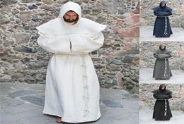 Middeleeuwse cosplay kostuums voor man Halloween Vintage Renaissance Wizard Monk Priest Hooded mantelfeest Solid Cape Robes 2011048161805
