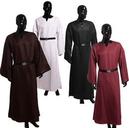 Middeleeuwse kostuums Wicca heidense rituele gewaden 4 kleuren heren vintage priesterjurk Cope priester geestelijken gewaad cosplay kostuum met taillebel3562643