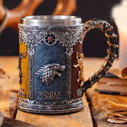 Crâne de dragon médiéval bière Danegeld Tankard tasses tasses à café gothique rétro trône de fer en acier inoxydable résine verre à vin tasse cadeaux 231228