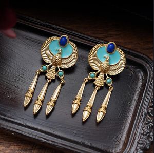 Boucles d'oreilles médiévales femmes Vintage rétro or égyptien aigle boucles d'oreilles personnalisé palais Style gland boucles d'oreilles E372