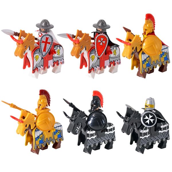 Figuras medievales de la Edad Media Roma Guerreros Caballeros Ranger Soldados Castillo de caballos Bloques de construcción Juguetes para niños Regalos