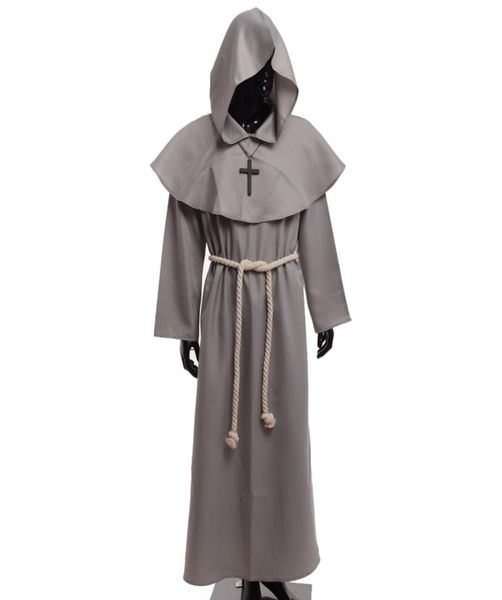 Costume de frère médiéval Vintage Renaissance prêtre moine robes robes cosplay tenues avec collier pour hommes adultes cadeaux6354665