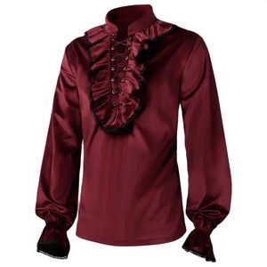 Vêtements gothiques médiévaux hommes Renassiance Vintage velours à lacets chemise Halloween Cosplay Costume Mittelalter Camisa Hombre 240219