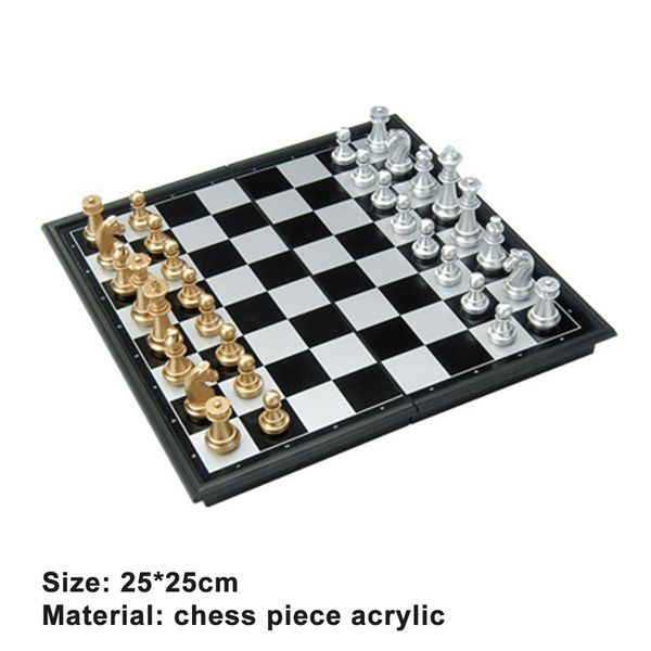 Juego de ajedrez internacional medieval con tablero de ajedrez 32 piezas de juegos de ajedrez de plata dorada juego de mesa magnético juegos de figuras de ajedrez Checker 5 w2