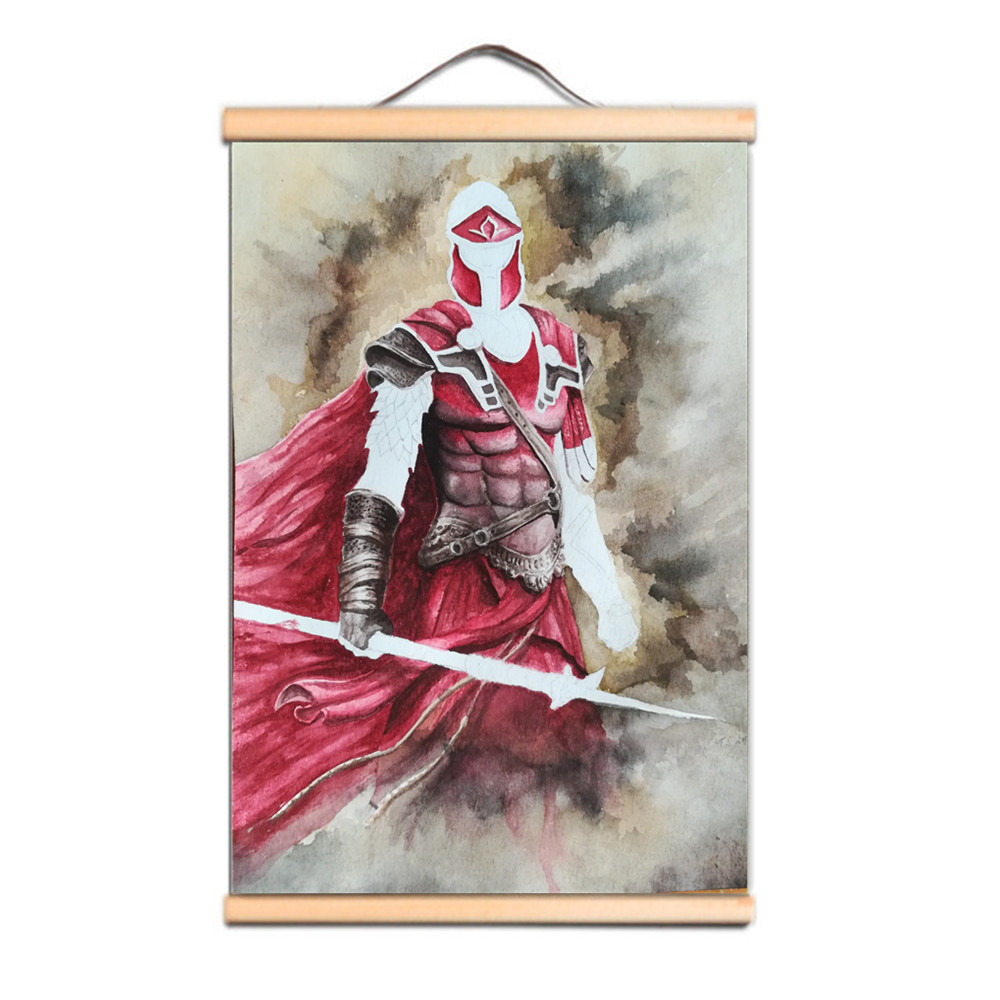 Medieval Knights Templar Canvas Scroll Poster Wall Hanging Banner with Wooden Hanger Wall Art Living Room Bedroom Home Decor Scroll Painting LZ01