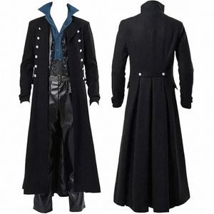 Costume de pirate médiéval Steampunk Vintage Trench-Coat gothique Veste de smoking pour hommes Costume de carnaval victorien Costume de cosplay Y7BW #