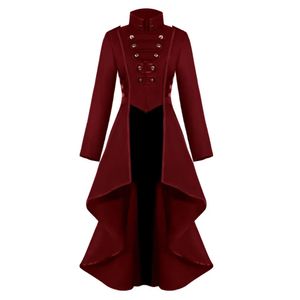 Medieval Vinatge Falda irregular Dobladillo Gabardina negra Mujeres Tailcoat Steam Punk Gótico Cortavientos Cape Street Cloak Chaquetas largas 240219