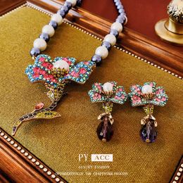 Collier de perle de fleurs embelli, diamant vintage médiéval, lumière personnalisée, chaîne de clavicule à la mode, décoration de collier de travail lourd de style cour