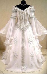 Middeleeuwse trouwjurk heks KELTISCHE tudor renaissance kostuum Victoriaanse gotische lotr larp handfasting wicca narnia heidense bruiloft go5226062