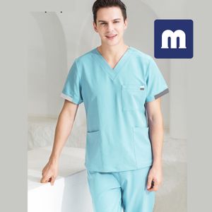 Medigo-082 Pantalon deux pièces pour femme, haut + pantalon pour homme, uniforme d'hôpital, chemise de chirurgie, uniforme d'infirmière à manches courtes, vêtements de travail pour médecin, anatomie de l'animal gris