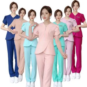 Medigo-191 Pantalon deux pièces pour femme Scrubs uniforme d'hôpital Vêtements de travail Femme Santé infirmière Salle d'opération dentaire combinaison de lavage des mains médecin salon de beauté vêtements de travail chemise