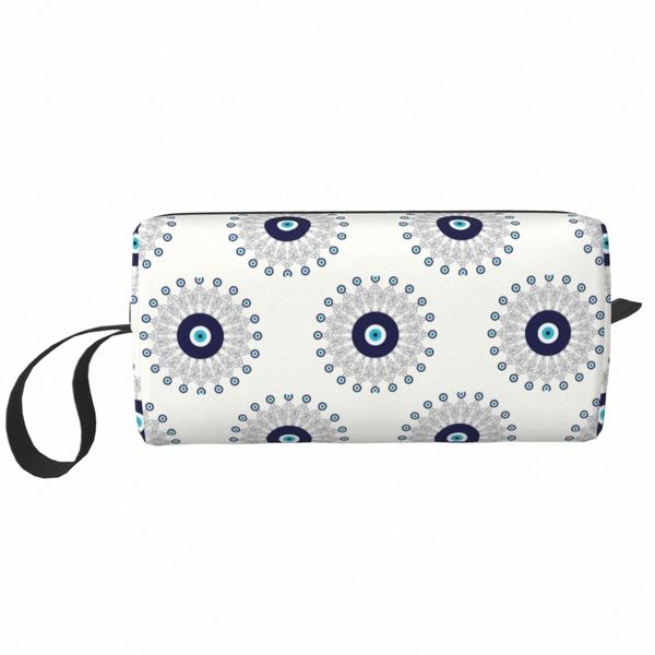 Mediterráneo Evil Eye Mandala Bolsa de aseo Mujeres Nazar Amulet Evil Maquillaje Organizador cosmético Lady Beauty Storage Dopp Kit Case x8gj #