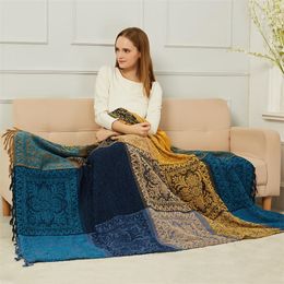Couverture de châle népalais méditerranéen, couverture de couverture de serviette de sofa, couverture de lit, tapis de fenêtre, couverture de jacquard de chenille