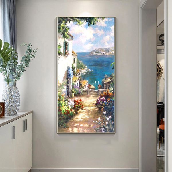 Méditerranée Corridor Corridor Canvas PEINTURE Affiches et imprimés Pictures d'art mural Picture Salon Home Decor No Frame