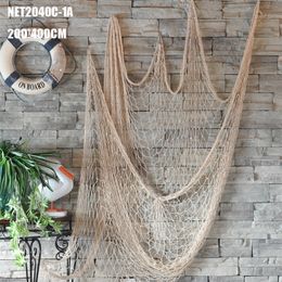 Méditerranéen Decorative Fishing Net Mur suspendu décor nautique accessoires pour décoration de maison Couleur beige fishnet y240401