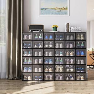 Medium 18-pack schoenenopbergdoos stapelbaar plastic sneakervitrine opbergdoos schoenenrek schoenenorganizer wit stofdicht 240129