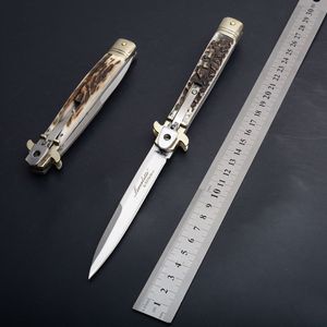 Grote ACK 24.2CM Mes Bill DeShivs Leverletto Horizontale D2 Blade Classic Antler Handvat Single Action Pocket Zakmessen