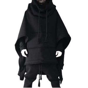 Medium bat hoodie herfst winter wol heren individualiteit jas zoon cape voorkant korte na lange LJ201110