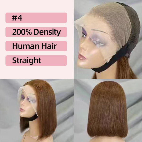 Perruque en dentelle mate brun moyen bobohair plein frontal bobo perruque de cheveux humains cheveux réels coiffures complets courts wigs humanhair perruque