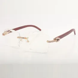 Monture de lunettes en diamant moyen 3524029 avec pieds en bois naturel et verres transparents de 58 mm