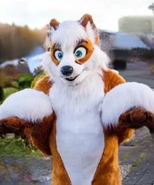 Gemiddelde vacht Husky Dog Fox mascotte kostuum wandelen Halloween Kerstmis en grootschalig advertentiepak rollenspel