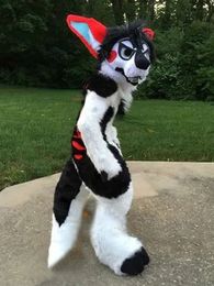 Gemiddelde vacht Husky Dog Fox Mascot Kostuum Wandelen Halloween grootschalige activiteit Reclame Pak Role Play