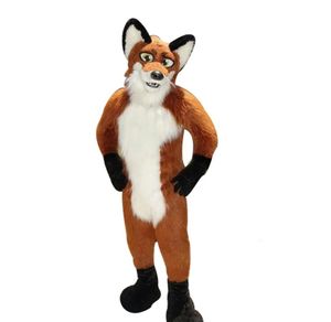 Costume de mascotte de renard de chien Husky de fourrure de longueur moyenne Halloween Costumes de Noël Costume Party