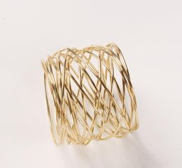 Gemiddeld vergulde gouddraad Napkin Ring Eenvoudig wikkeling servetring7359750