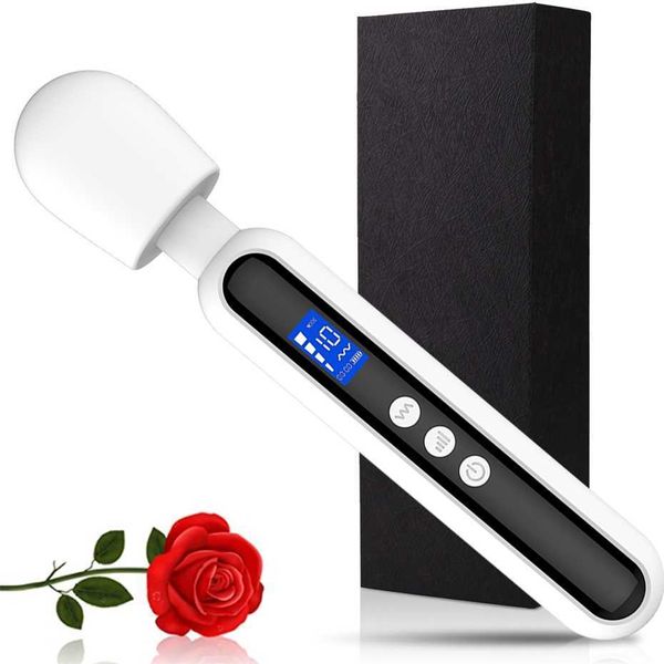 Bâton AV de taille moyenne avec affichage numérique vibrant couple silencieux rechargeable pour femmes masseur de vibrations fortes produits de sexe pour adultes
