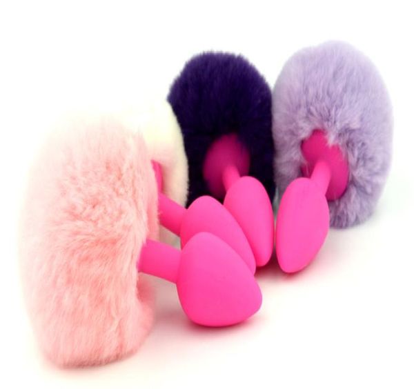 Plug Anal queue de lapin de taille moyenne, Plug Anal en Silicone, perles de butin, gode Anal, jouets sexuels anaux, produits sexuels 4504503